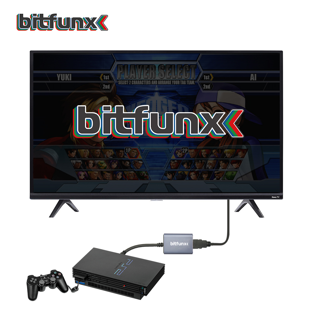 Bitfunx-adaptador compatible con PS2 a HDMI, convertidor de Audio